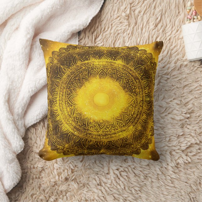Solar Plexus Chakra Yellow Mandala Kissen (Decke)