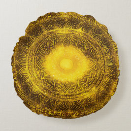 Solar Plexus Chakra Yellow Mandala Meditation Rundes Kissen