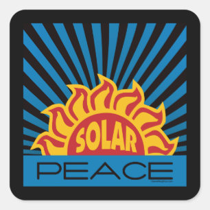 Solar Power Energy World Peace Environment Quadratischer Aufkleber