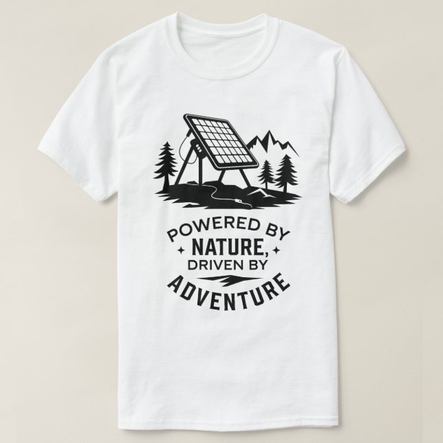 Solar-Powered Camping Adventure Nature Design T-Shirt (Design vorne)