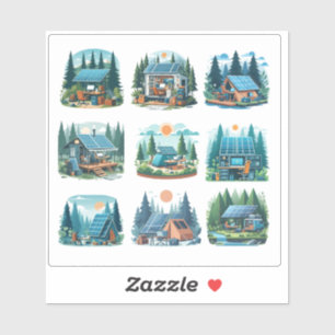 Solar-Powered Mobile Office Setup in Forest - Di Aufkleber