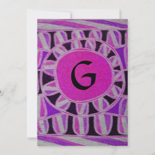 SOLAR SILBER METALLIC MONOGRAM, rosa violett schwa Einladung