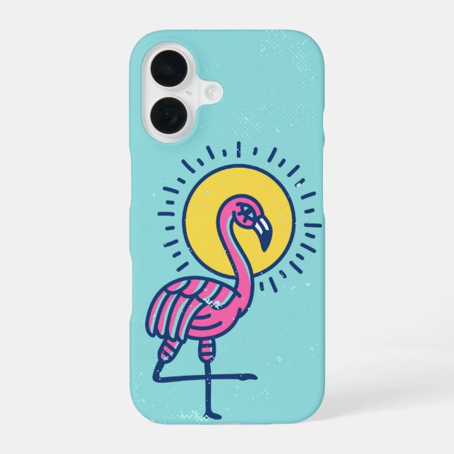 Solar Swagger Flamingo Glow iPhone 16 Hülle (Rückseite)