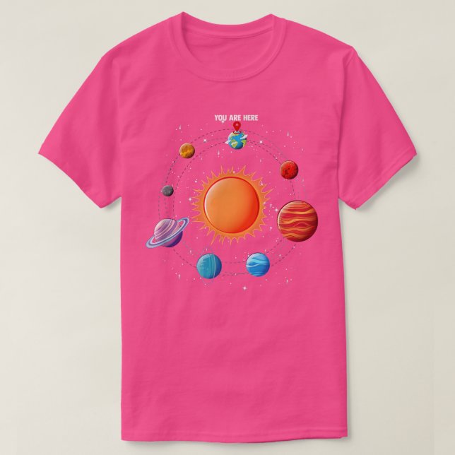 Solar System Astronaut You Are Here Space  T-Shirt (Design vorne)