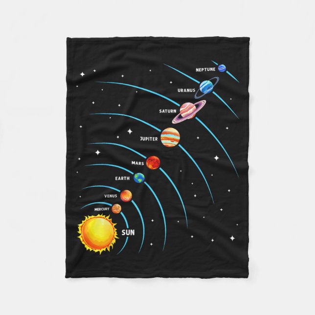Solar System Colorful Space Planets Educational Ki Fleecedecke (Vorderseite)
