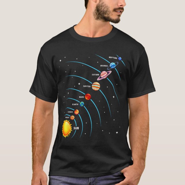 Solar System Colorful Space Planets Educational Ki T-Shirt (Vorderseite)