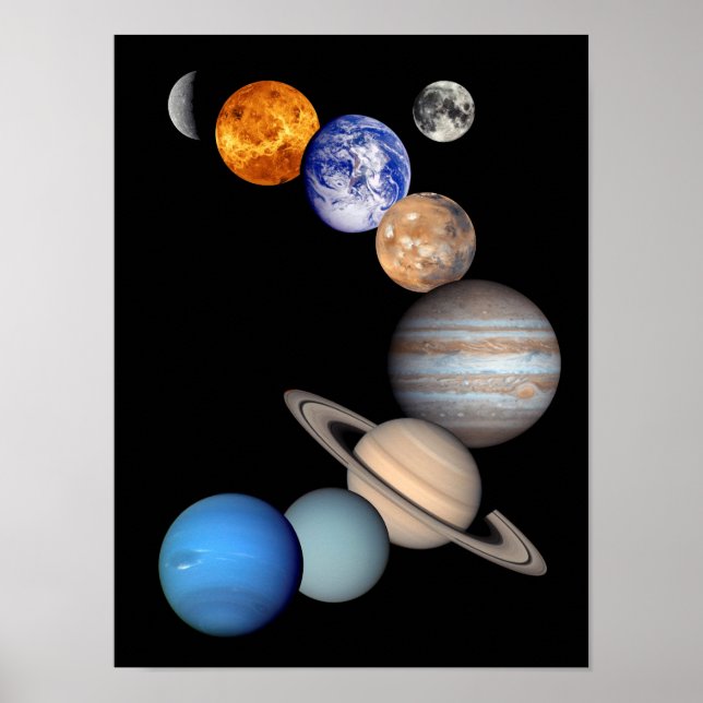 Solar System Montage JPL Planet-Foto Poster (Vorne)