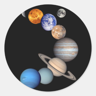 Solar System Montage JPL Planet-Foto Runder Aufkleber