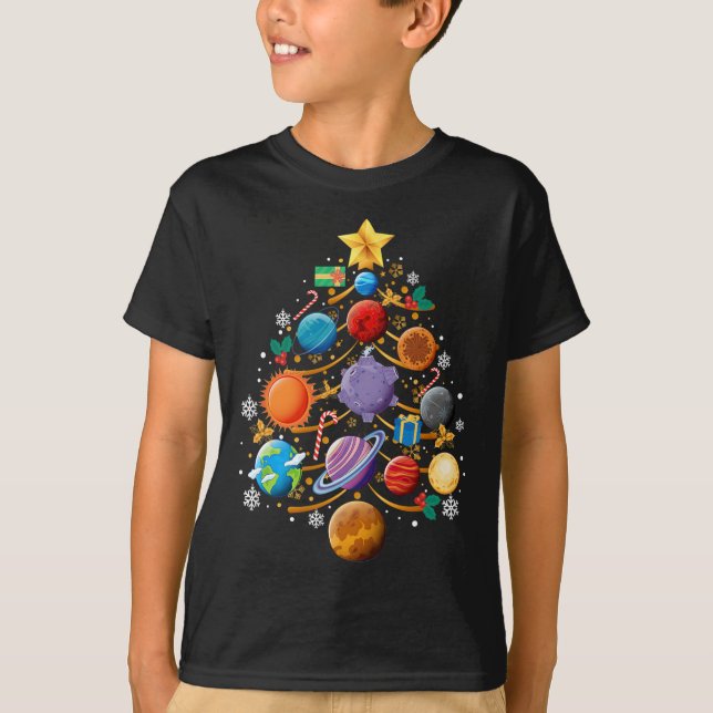 Solar System Planets Christmas Tree Astronomy Xmas T-Shirt (Vorderseite)