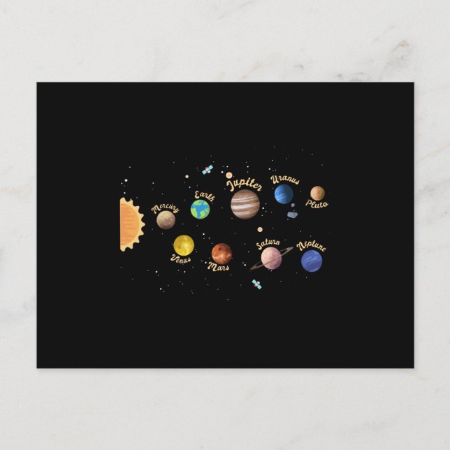 Solar System Planets Kids Knowledge Outer Space Postkarte (Vorderseite)
