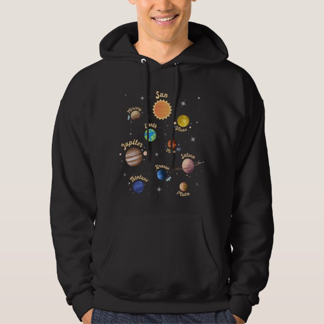 Solar System Planets Kids Knowledge Outer Space T- Hoodie (Vorderseite)