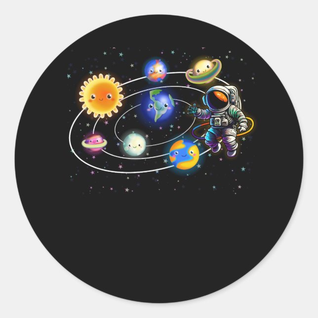 Solar System Planets Science Space Astronaut Unifo Runder Aufkleber (Vorderseite)