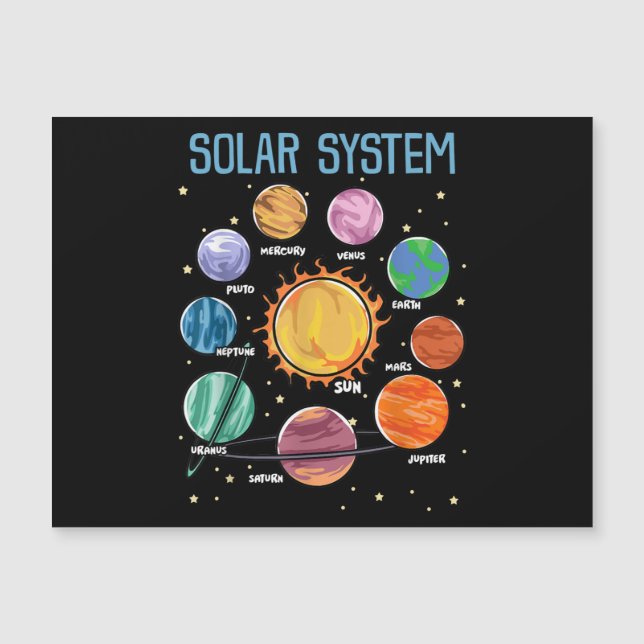 Solar System Planets Science Space Boys Girls STEM Magnetkarte (Vorderseite)
