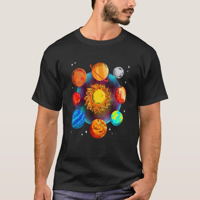 Solar System Planets Science Space Boys Girls T-Shirt (Vorderseite)