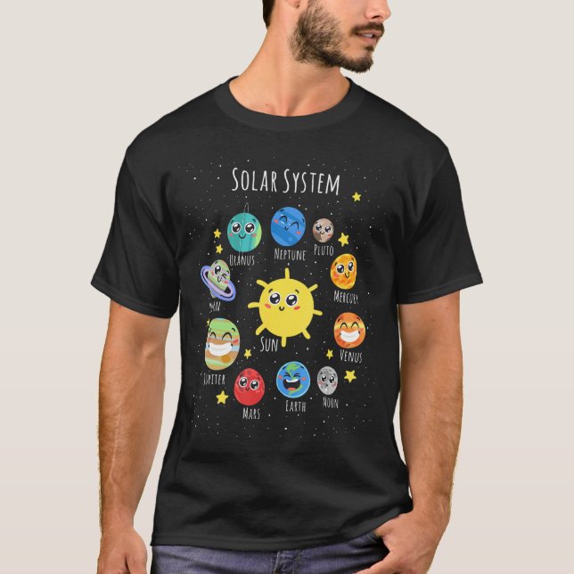 Solar System Planets Science Space Boys Mädchen Ki T-Shirt (Vorderseite)