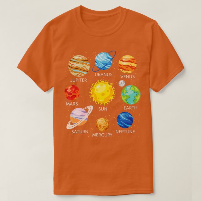 Solar System Planets Science Space Galaxy Universe T-Shirt (Design vorne)
