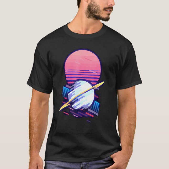 Solar System Retro Saturn Space Planets Science Va T-Shirt (Vorderseite)