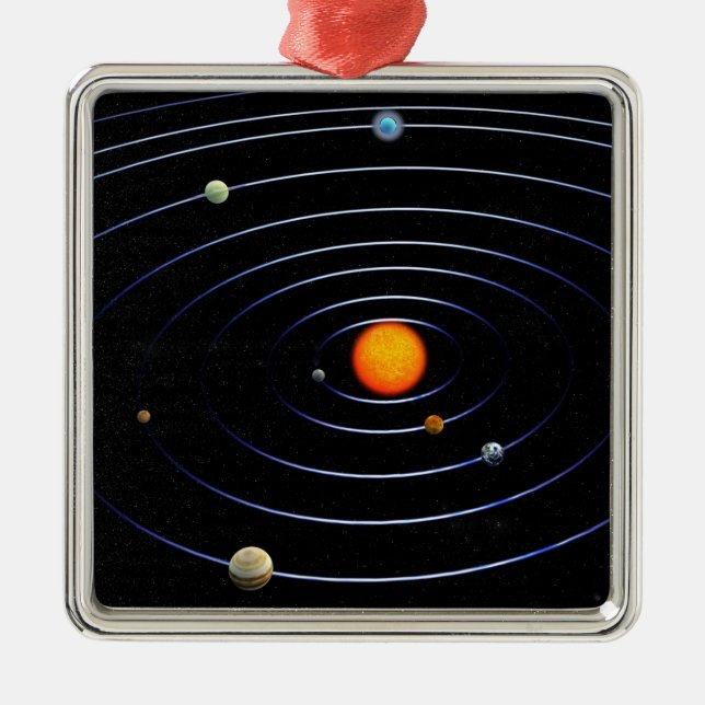 Solar System Square Ornament Aus Metall (Vorne)