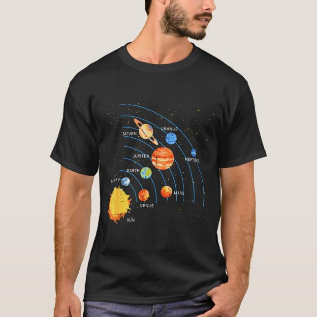 Solar System Sun Planets Orbit Space Galaxy Men Wo T-Shirt (Vorderseite)
