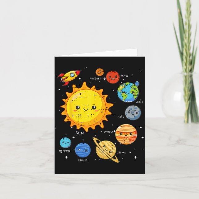 Solar System Sun Planets Rocket Space Galaxy Kids  Karte (Vorderseite)