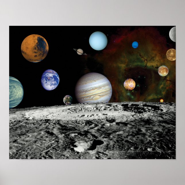 Solar System Voyager-Bilder Montage Space-Fotos Poster (Vorne)