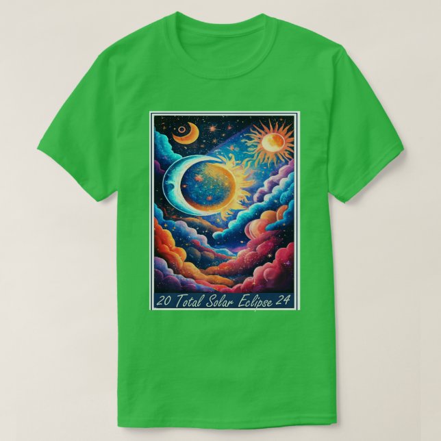 Solar Total Eclipse 2024 Starry Graphic Design T-Shirt (Design vorne)