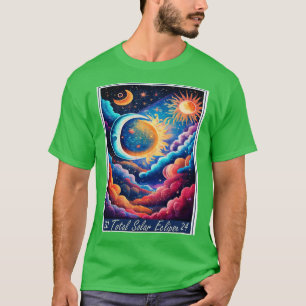 Solar Total Eclipse 2024 Starry Graphic Design T-Shirt