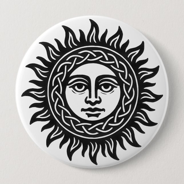Solar Visage Siegel – Schwarzes Sonnen-Emblem Button (Vorderseite)