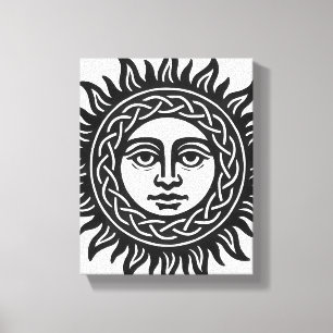 Solar Visage Sigil – Black Sun Emblem Leinwanddruck