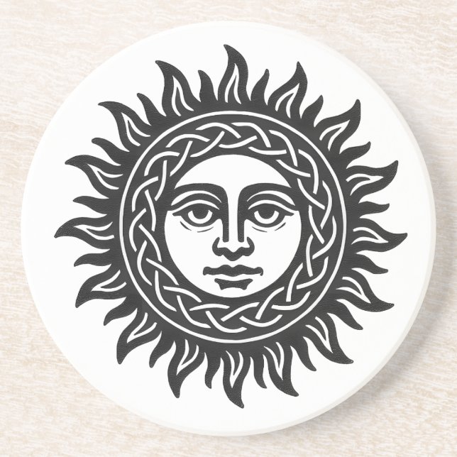 Solar Visage Sigil – Black Sun Emblem Tee Getränkeuntersetzer (Vorne)