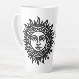Solar Visage Sigil – Schwarzes Sonnen-Emblem Milchtasse