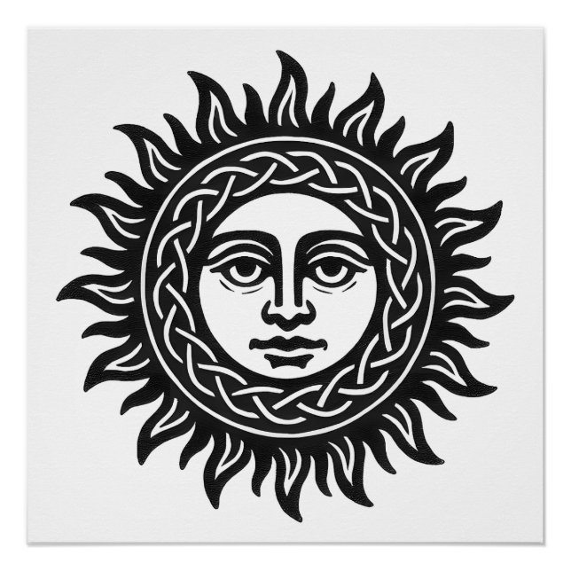 Solar Visage Sigil – Schwarzes Sonnen-Emblem Poster (Vorderseite)