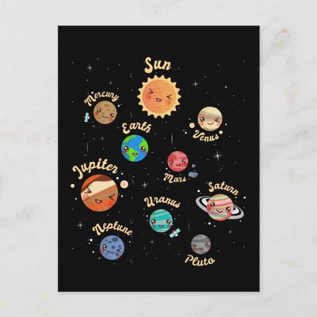 Solaranlagen Kids Wissen Weltraum Postkarte (Vorderseite)