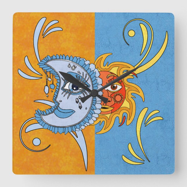 SolarEclipse Quadratische Wanduhr (Vorderseite)