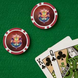 Solarer Anker in einem tropischen Paradies. Pokerchips