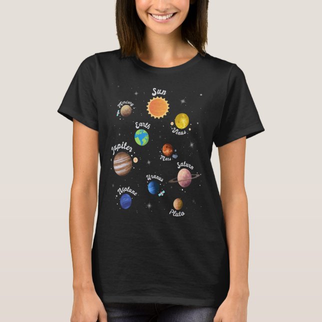 Solares System Kids Planets Outer Space Knowledge  T-Shirt (Vorderseite)