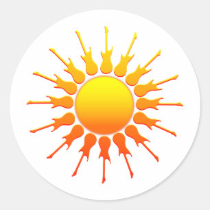 Solarfelsen, Sun mit Gitarren-Strahlen mit Runder Aufkleber