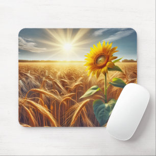 Solarium-Sonnenblume im Weizenfeld Mousepad