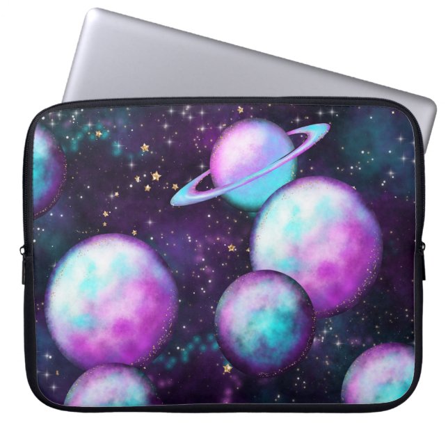 Solarleuchte | Cosmic Blue Lila Pink Planet Laptopschutzhülle (Vorderseite)