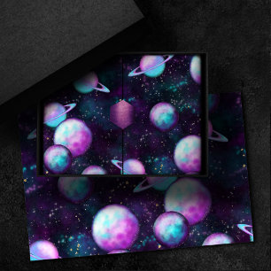 Solarleuchte Cosmic Blue Lila Pink Planet Seidenpapier