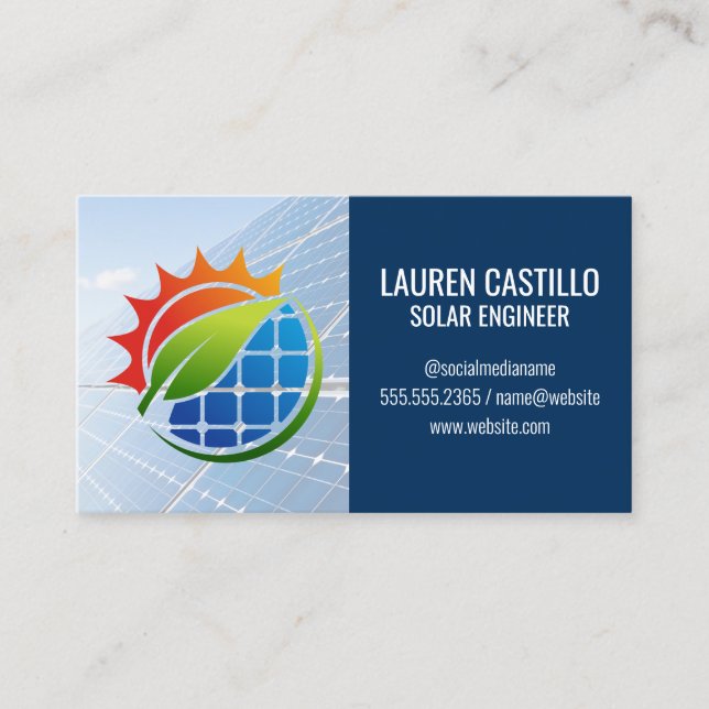 Solarmodule | Energie Logo | Moderne Technik Visitenkarte (Vorderseite)