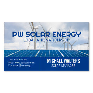 Solarmodule   Windmühlen   saubere Energie Magnetische Visitenkarte
