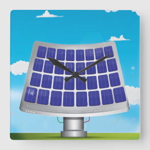 Solarpanelien Cartoon Quadratische Wanduhr