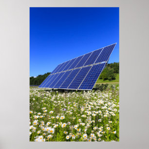 Solarplatten-grüne Wiesen-nachhaltige Energie Poster