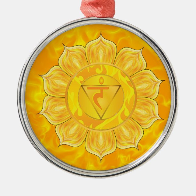 SolarPlexus Chakra Verzierungen Silbernes Ornament (Vorne)