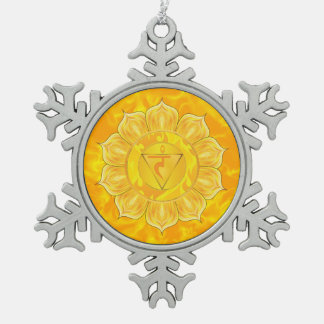 SolarPlexus Chakra Zinn-Schneeflocke-Verzierung Schneeflocken Zinn-Ornament