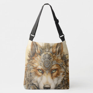 Solarpunk Red Wolf Steampunk Inspiration Tragetaschen Mit Langen Trägern