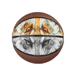 Solarpunk Rot und Weißer Wolf Mini Basketball