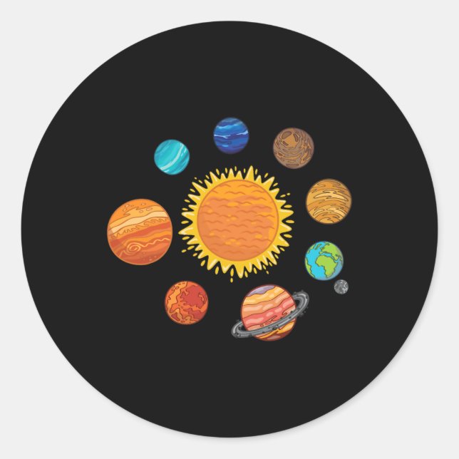 Solarsystem Planets Astronomie Weltraumwissenschaf Runder Aufkleber (Vorderseite)