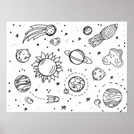 Solarsystem-Poster (schwarz und weiß) Poster